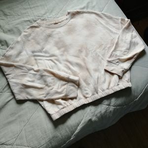 GARAGE crop Stassie tie dye sweater fleece lined cotton blend Large